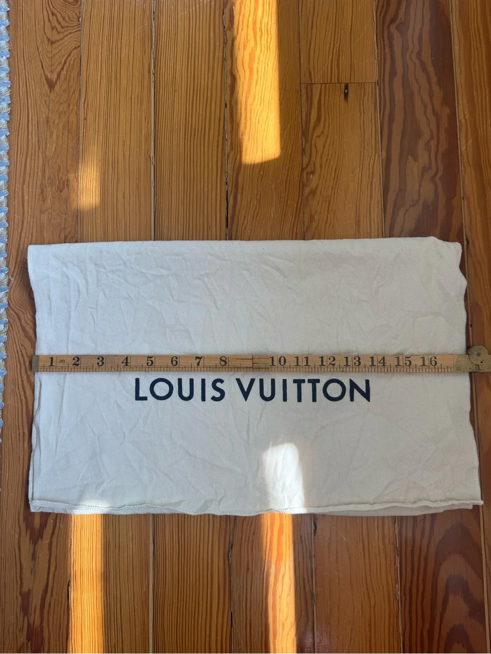 Louis Vuitton Cream Dust Bag with Navy Logo Print